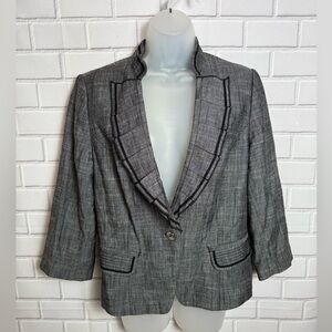 WHITE BLACK Women's Gray 3/4 sleeves Blazer/size 12